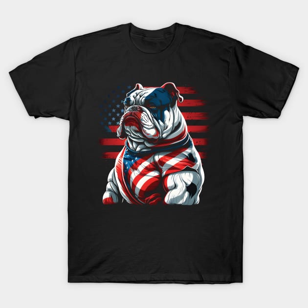 bulldog flag, flag bulldog, flag american, american bulldog, cool bulldog, strong bulldog, power bulldog T-Shirt by Martumpu Emeld Bow